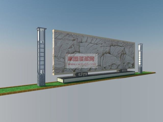 中式景观灯景墙SU模型