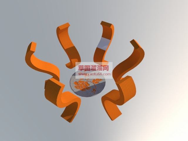 花瓣橘色景观雕塑SU模型