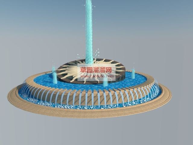 豪华大喷泉喷泉模型欧式喷泉SU模型