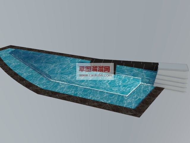 流水景墙景观墙水池SU模型