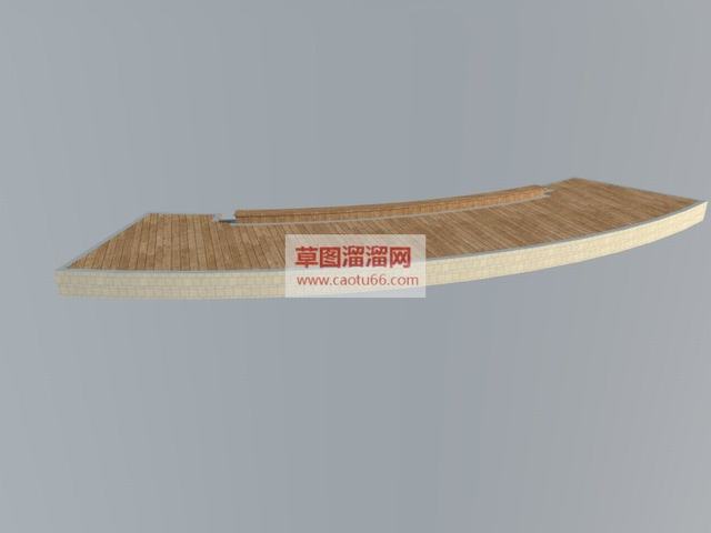 河提木制观景台台阶SU模型
