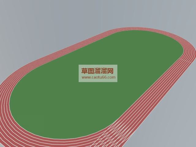 朔胶跑道球场跑道足球场SU模型