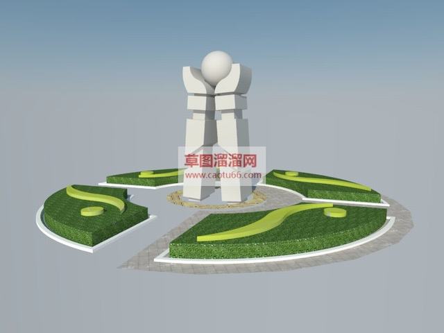 广场公园球形雕塑SU模型