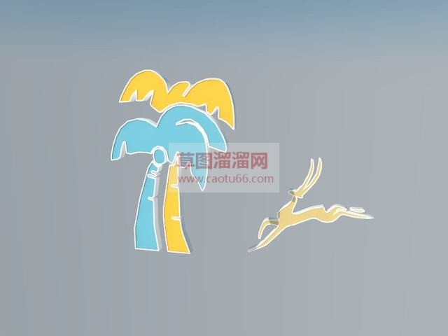 椰树鹿小品SU模型