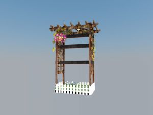 花架栏栅防腐木花架SU模型