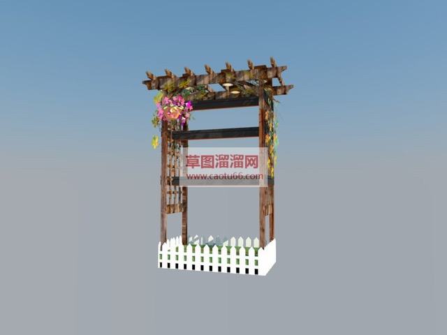 花架栏栅防腐木花架SU模型