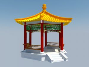 园林六角亭亭子SU模型