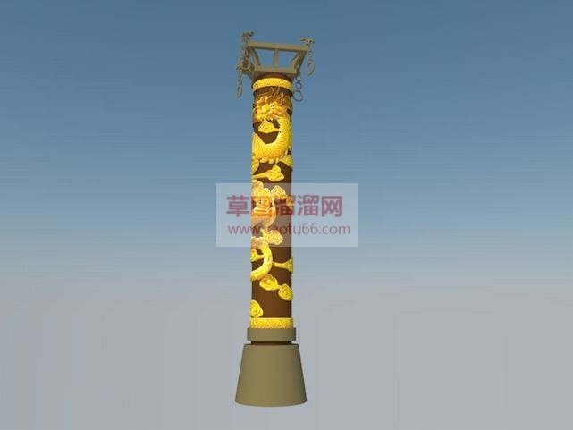 龙纹石柱子+SU模型