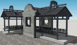 岭南风格亭子SU模型 免费sketchup模型下载