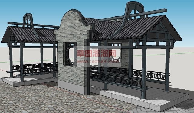 岭南风格亭子SU模型
