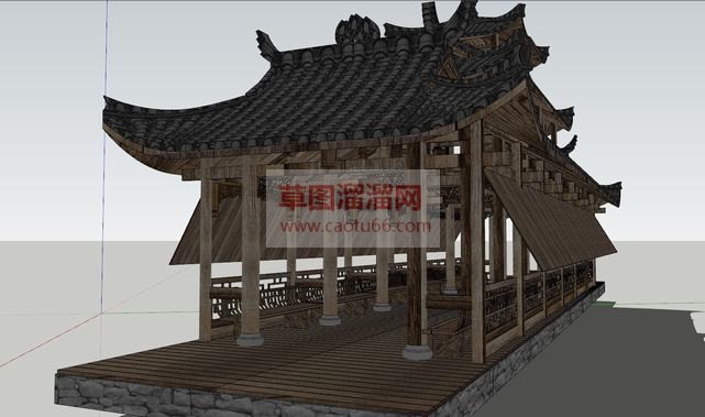 廊桥就是风雨SU模型