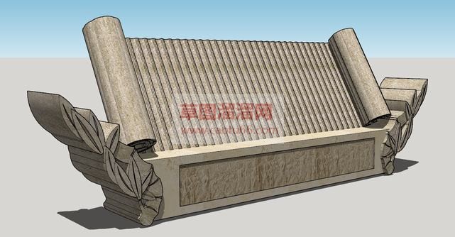 古代竹简雕塑SU模型