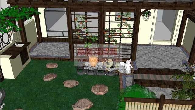 日式庭院景观SU模型