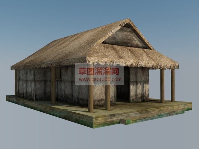 越南茅草屋茅SU模型