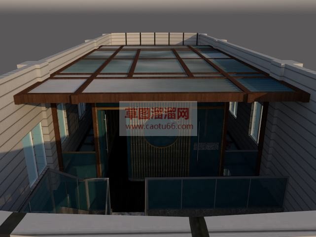 办公楼景观玻SU模型