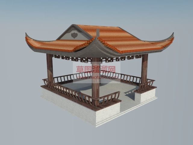 古建四角亭亭SU模型
