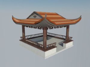 古建四角亭亭SU模型