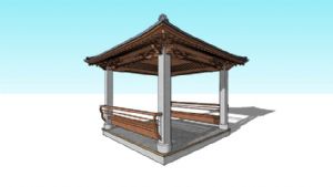 四角亭亭子草SU模型
