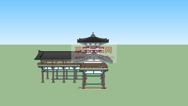 中式连廊SU模型