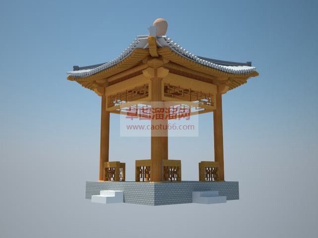 江南亭子-四SU模型