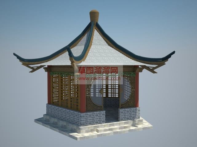 江南亭子-中SU模型