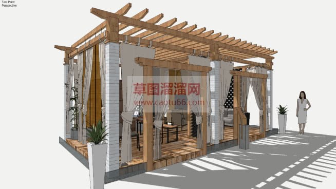 木制工作室廊SU模型