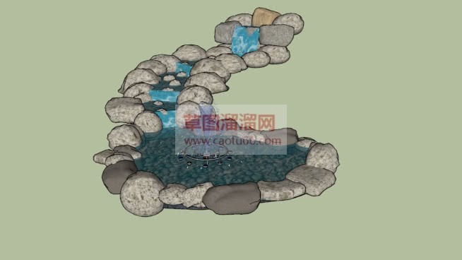 石子水池水景SU模型