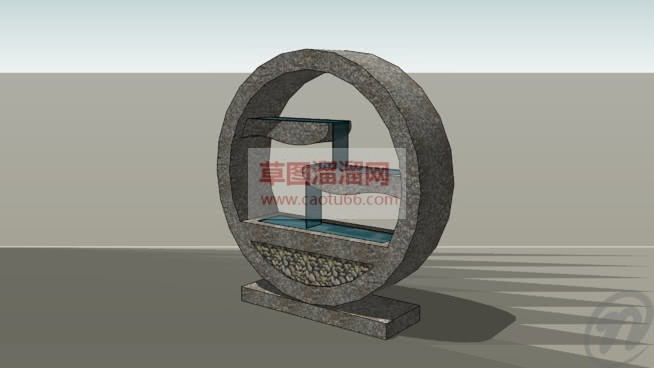 中式小品流水SU模型