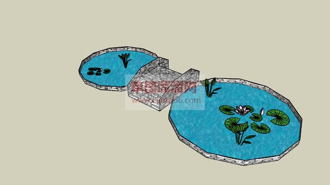 圆形水池水塘SU模型