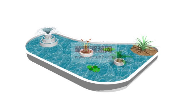 欧式水池水塘SU模型