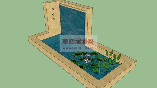 欧式荷叶水池SU模型