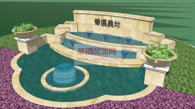 欧式水景墙花SU模型
