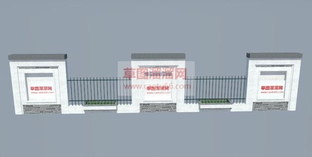 中式围墙宣传SU模型