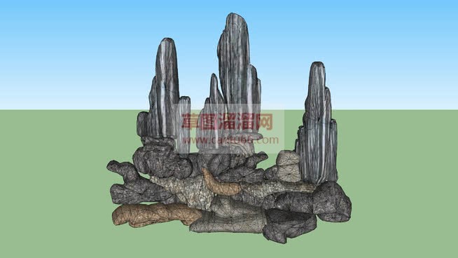 假山堆石头SU模型
