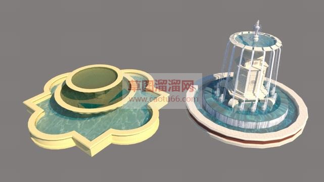 两个欧式喷泉SU模型