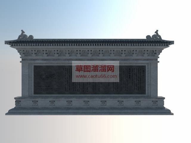 中式免费照壁SU模型