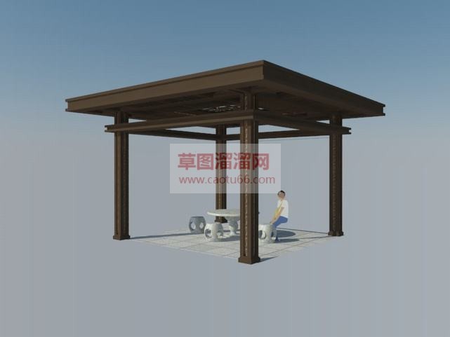 现代中式亭子SU模型