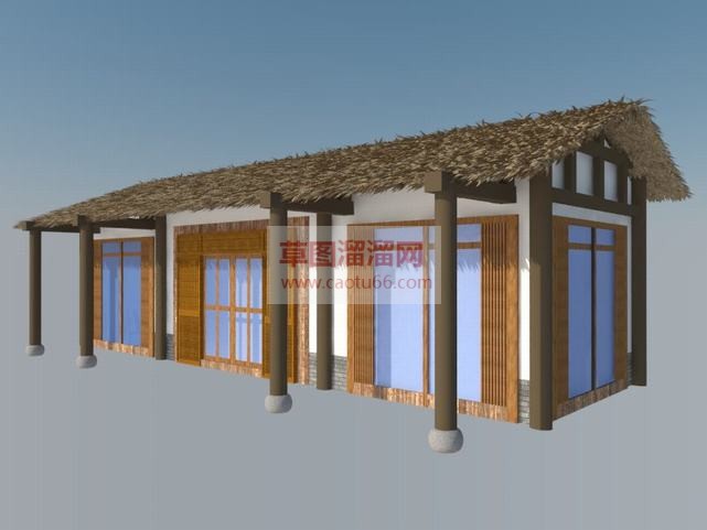 稻草屋尺寸茅SU模型