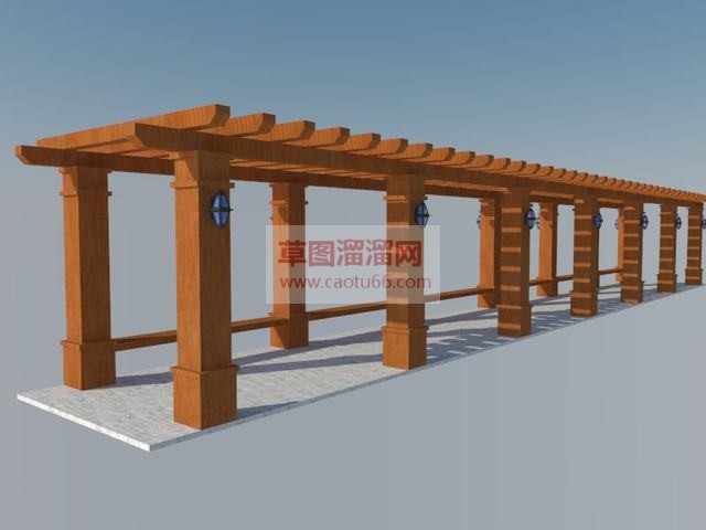 景观广场廊架SU模型