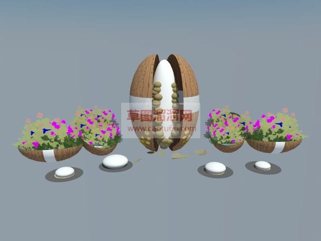 牛角瓜景观花SU模型