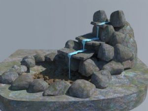 叠石假山流水SU模型