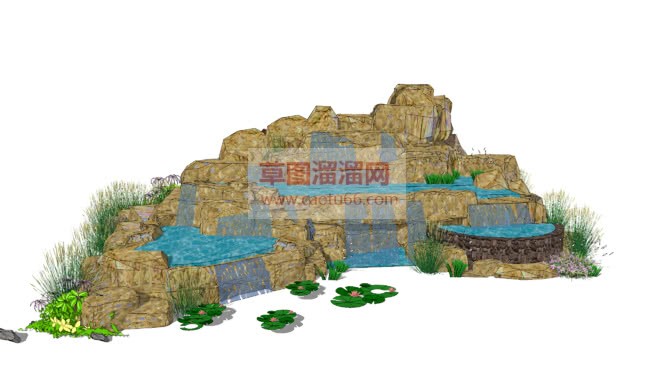 免费假山流水SU模型