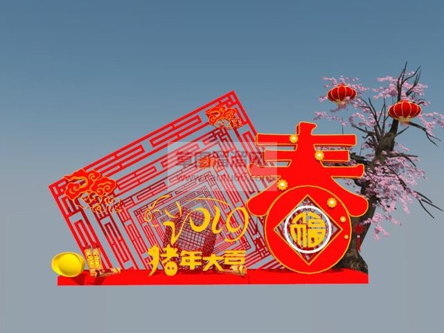 猪年大吉雕塑SU模型