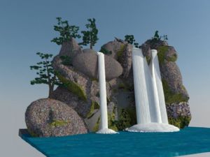 假山流水景观SU模型