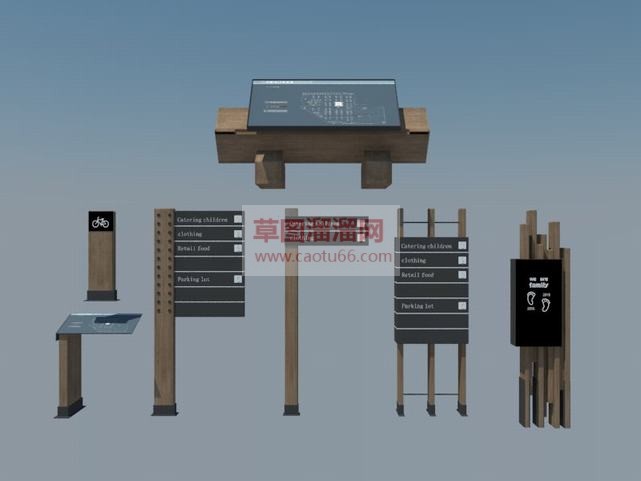 景区指示牌免SU模型