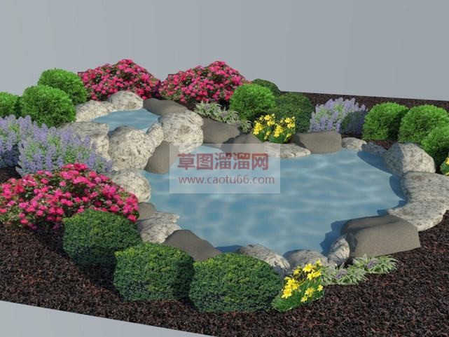 人造石水池池SU模型
