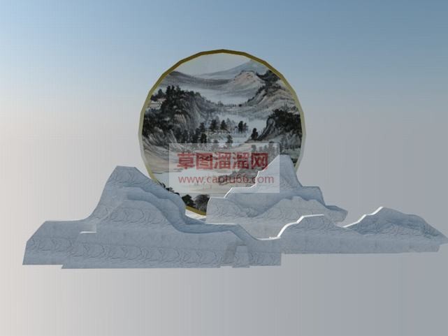 假山云景墙免SU模型