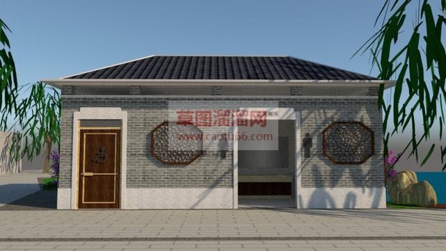 中式公共厕所SU模型