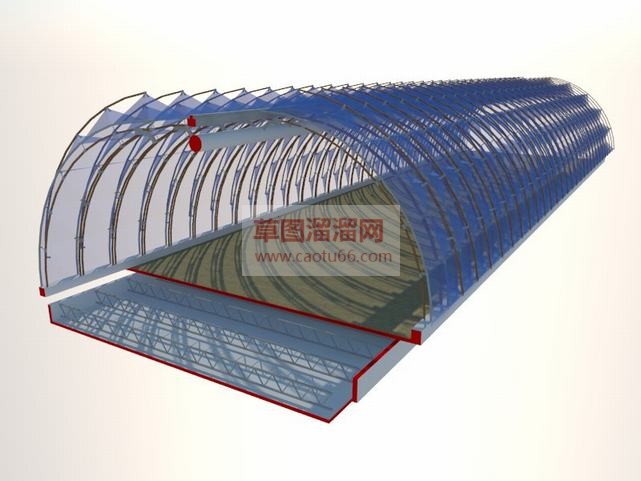 玻璃钢架挡棚SU模型