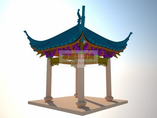 白模斗拱亭子SU模型